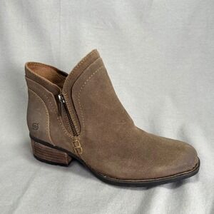 Born Malta II Taupe Avola Distressed Suede Leather Ankle Booties Zip Up 8(38-39)